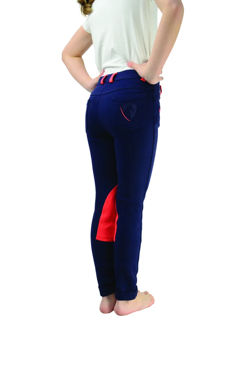 Hy Equestrian Belton Children's Jodhpurs - Navy/Red